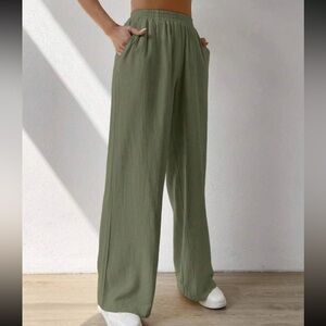 Shein Army Green Wide Leg Pants Size Large NWT